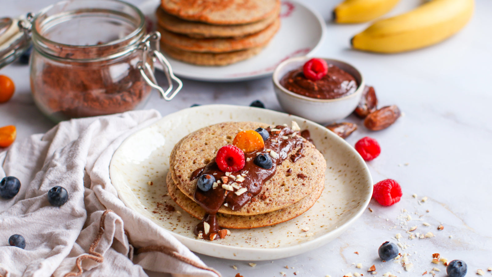 Almond Pancakes mit Hazelchoc-Creme